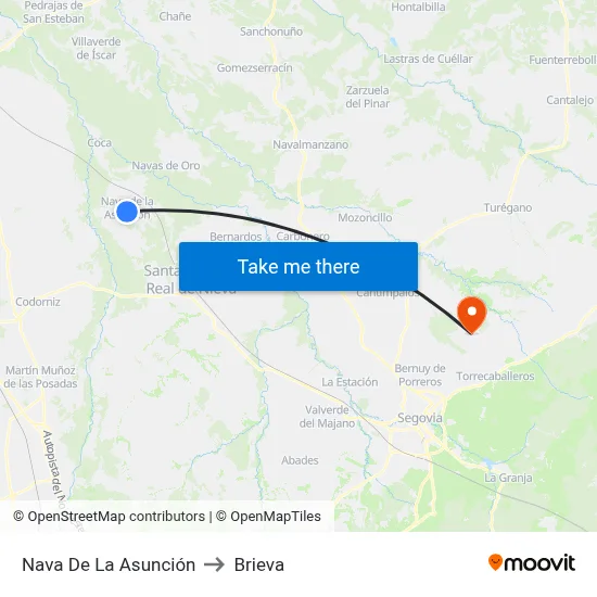 Nava De La Asunción to Brieva map