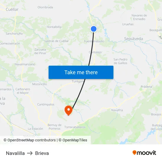 Navalilla to Brieva map