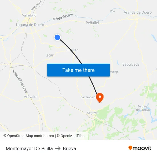 Montemayor De Pililla to Brieva map