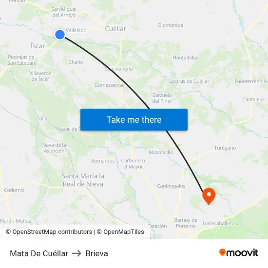 Mata De Cuéllar to Brieva map