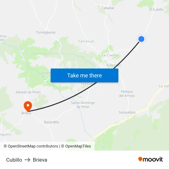 Cubillo to Brieva map