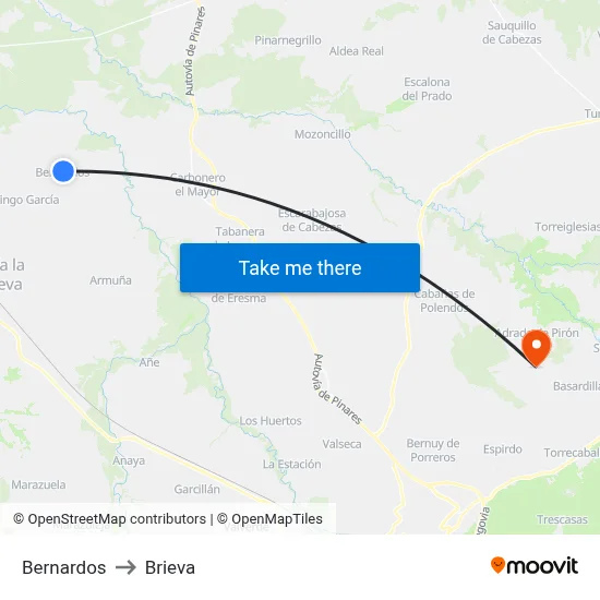 Bernardos to Brieva map