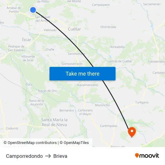 Camporredondo to Brieva map
