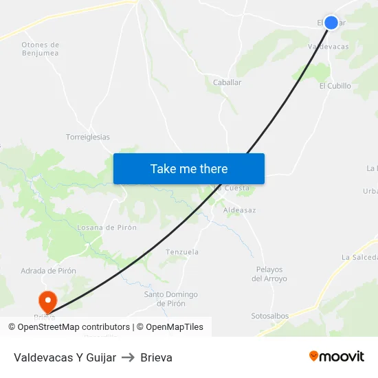 Valdevacas Y Guijar to Brieva map