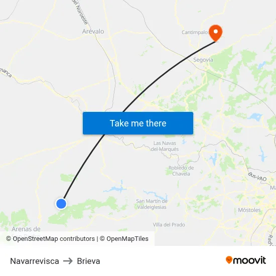 Navarrevisca to Brieva map