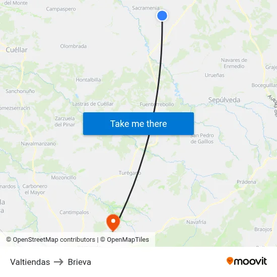 Valtiendas to Brieva map