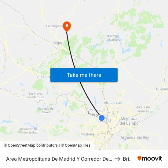 Área Metropolitana De Madrid Y Corredor Del Henares to Brieva map