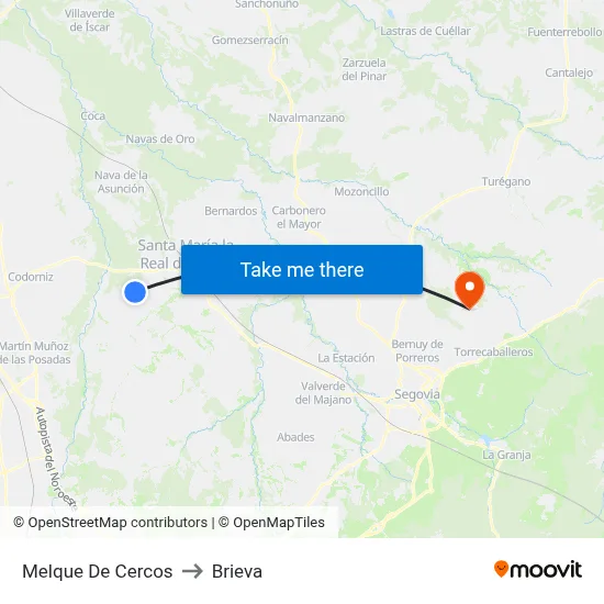 Melque De Cercos to Brieva map
