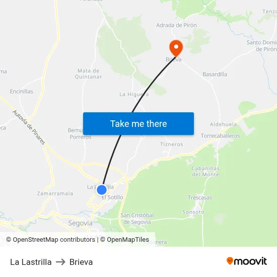 La Lastrilla to Brieva map