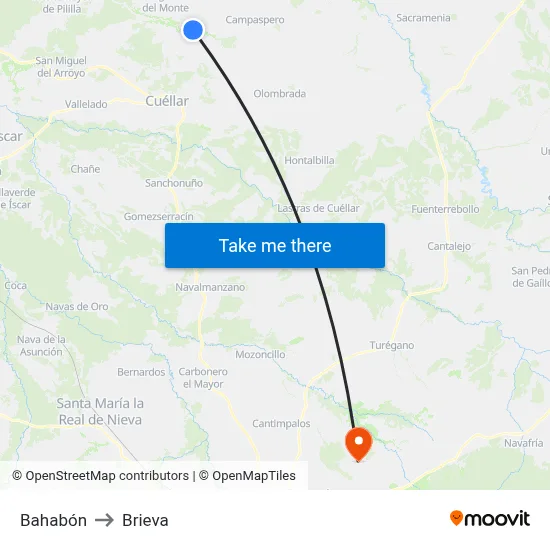 Bahabón to Brieva map