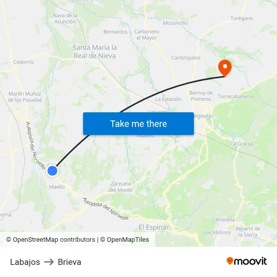 Labajos to Brieva map