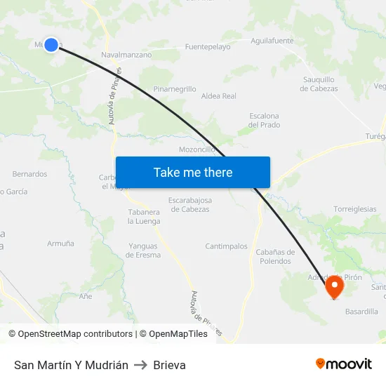 San Martín Y Mudrián to Brieva map