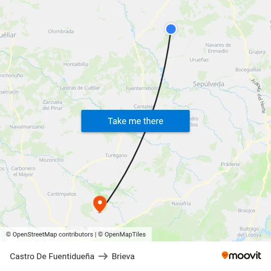 Castro De Fuentidueña to Brieva map