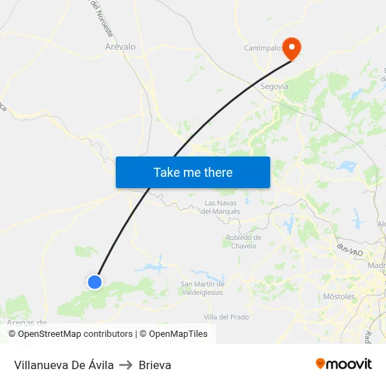 Villanueva De Ávila to Brieva map