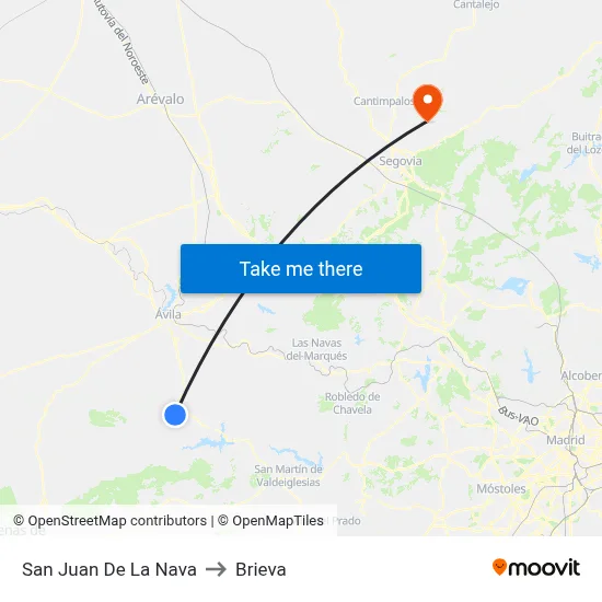 San Juan De La Nava to Brieva map
