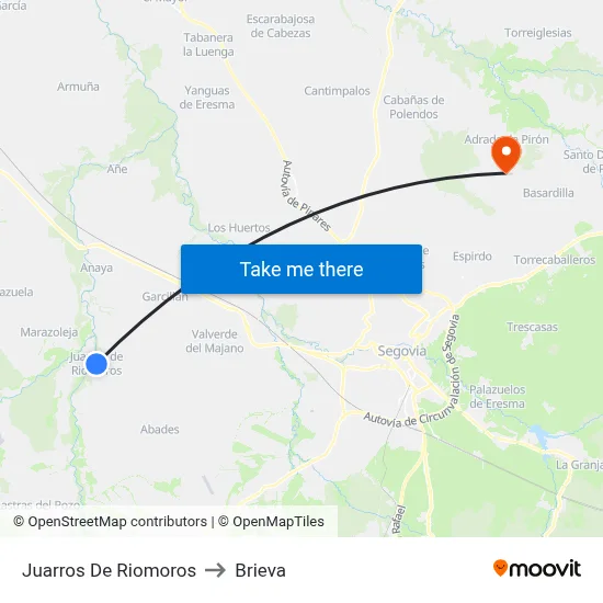 Juarros De Riomoros to Brieva map