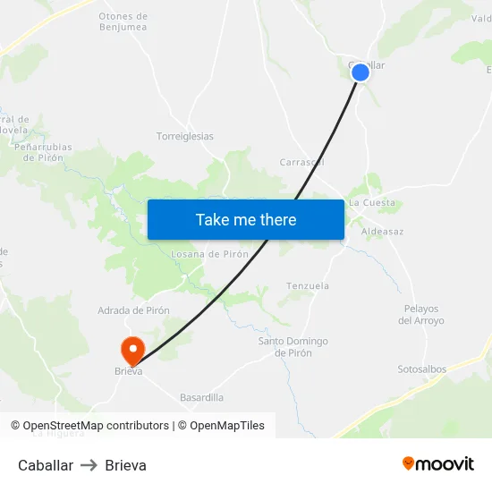 Caballar to Brieva map