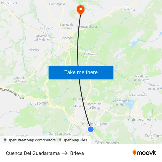 Cuenca Del Guadarrama to Brieva map