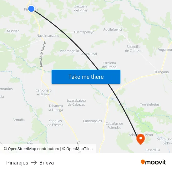 Pinarejos to Brieva map