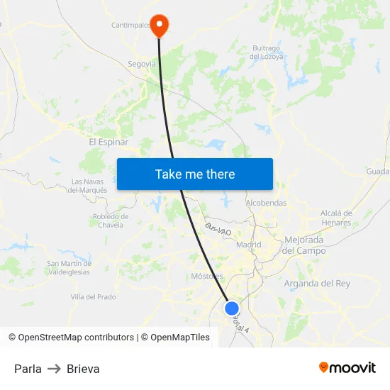 Parla to Brieva map