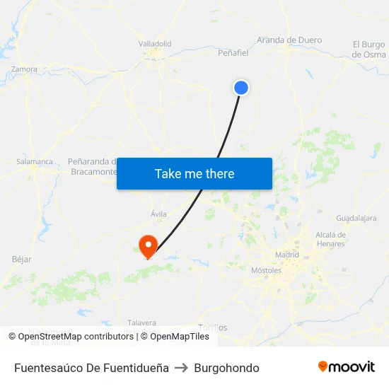 Fuentesaúco De Fuentidueña to Burgohondo map