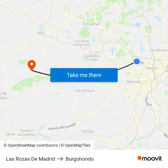 Las Rozas De Madrid to Burgohondo map
