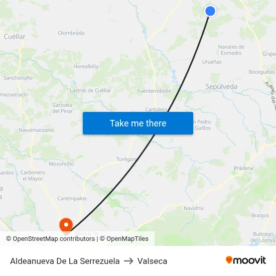 Aldeanueva De La Serrezuela to Valseca map