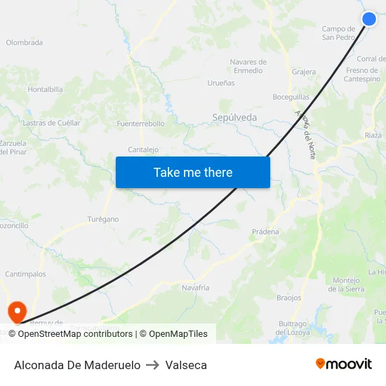 Alconada De Maderuelo to Valseca map