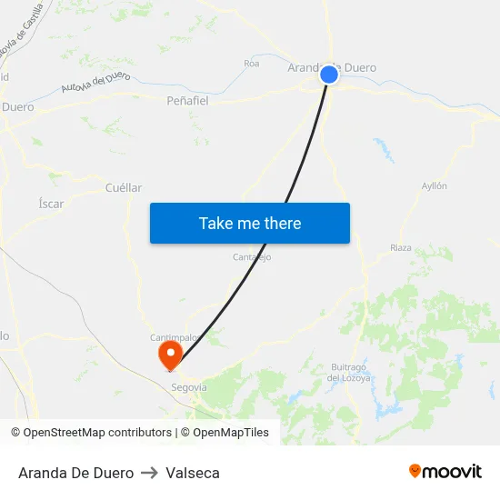 Aranda De Duero to Valseca map