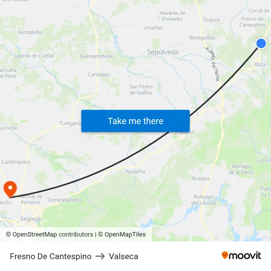 Fresno De Cantespino to Valseca map