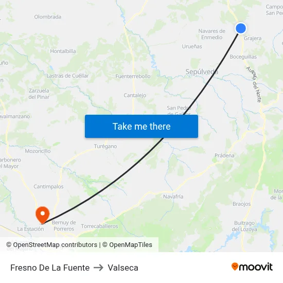 Fresno De La Fuente to Valseca map
