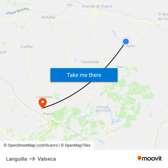 Languilla to Valseca map