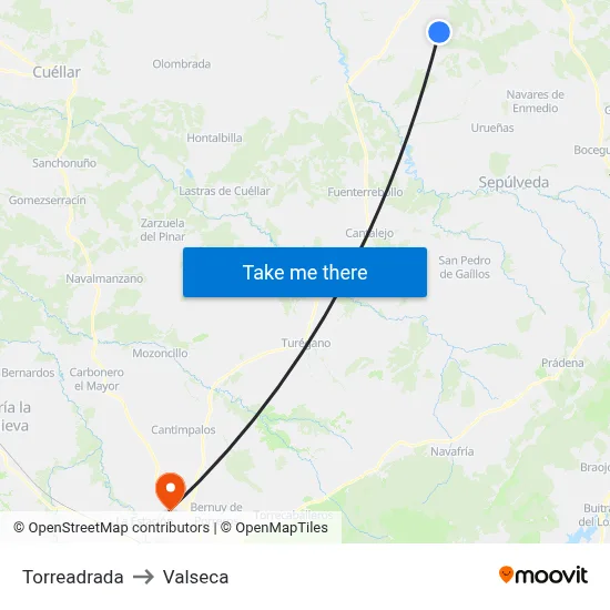 Torreadrada to Valseca map