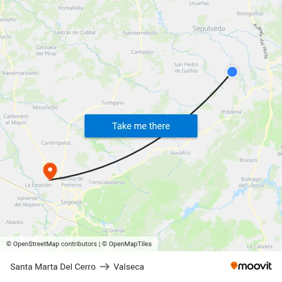 Santa Marta Del Cerro to Valseca map