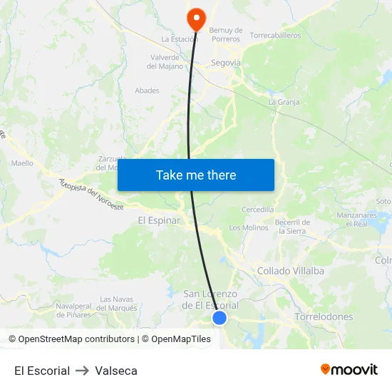 El Escorial to Valseca map