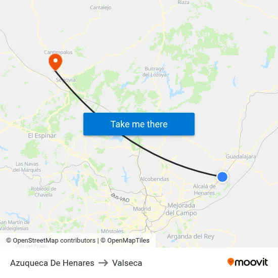 Azuqueca De Henares to Valseca map