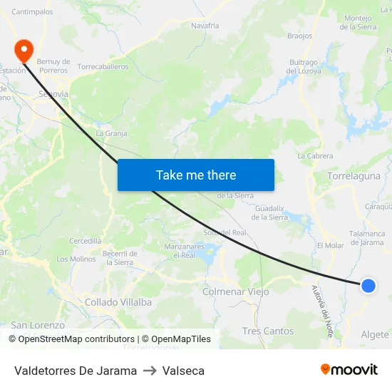 Valdetorres De Jarama to Valseca map