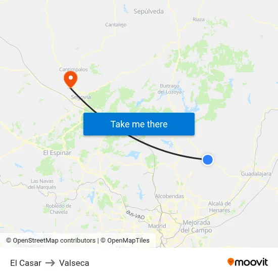 El Casar to Valseca map