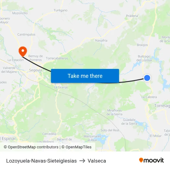 Lozoyuela-Navas-Sieteiglesias to Valseca map