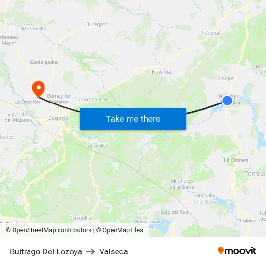 Buitrago Del Lozoya to Valseca map