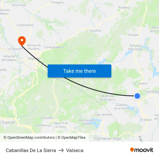 Cabanillas De La Sierra to Valseca map