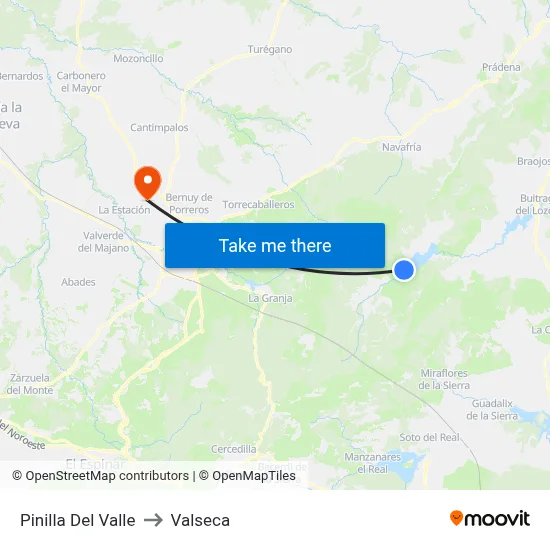 Pinilla Del Valle to Valseca map