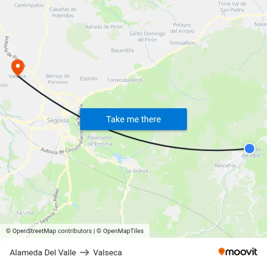 Alameda Del Valle to Valseca map