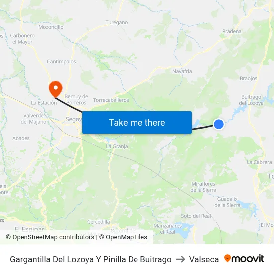 Gargantilla Del Lozoya Y Pinilla De Buitrago to Valseca map