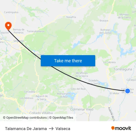 Talamanca De Jarama to Valseca map