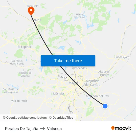 Perales De Tajuña to Valseca map