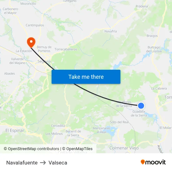 Navalafuente to Valseca map