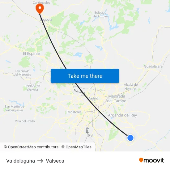 Valdelaguna to Valseca map