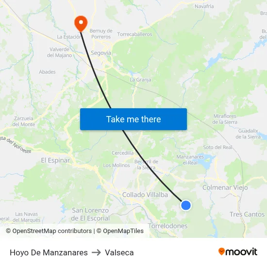 Hoyo De Manzanares to Valseca map