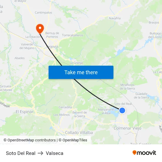 Soto Del Real to Valseca map